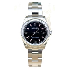 Rolex Oyster Perpetual Midsize 177200 31mm Black and Pink Dial Steel Box Paper