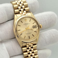 Rolex Date 1503, 34 mm, quadrante color champagne, oro giallo, bracciale Jubilee