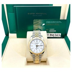 2022 Rolex Datejust 41 126303 White Dial 18K Yellow Gold Steel Jubilee Box Paper