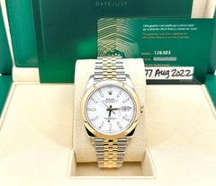 2022 Rolex Datejust 41 126303 White Dial 18K Yellow Gold Steel Jubilee Box Paper