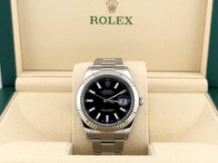 Rolex Datejust II 116334, 41 mm, schwarzes Zifferblatt, 18 Karat Weißgold und Edelstahl, Originalverpackung