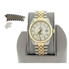 Rolex Datejust 16013 36mm White Boiler Gauge Dial 18k Gold Steel Jubilee