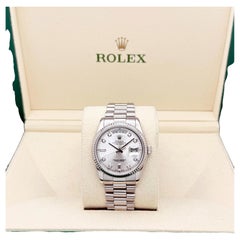 Rolex Day Date President 118239 36mm Silver Diamond Dial 18k White Gold Box