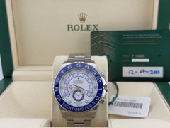 2022 Rolex Yacht Master II 116680 Mercedes Hands Blue Ceramic Steel Box Paper