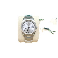 2022 Rolex Date 115234 34mm Silver Diamond Arabic Dial 18K Gold Steel Box Paper