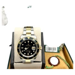 2003 Rolex Submariner 16613 Black 40mm 18k Yellow Gold Stainless Steel Box Paper