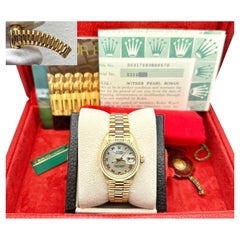 Rolex Ladies Datejust President 69178 MOP Roman Dial 18K Gold Box Paper