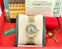 Rolex Ladies Datejust President 69178 MOP Roman Dial 18K Gold Box Paper