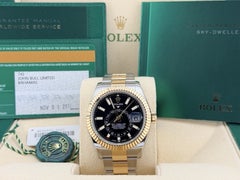 Rolex Sky-Dweller 326933, 42 mm, schwarzes Zifferblatt, 18 Karat Gelbgold, Edelstahl, Originalverpackung, Papiere