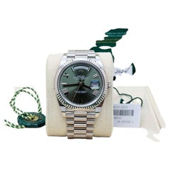 2024 Rolex Day Date President 228239 Olive Green Dial 40mm 18k White Gold Paper