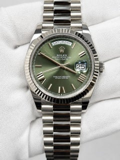 2024 Rolex Day Date President 228239 Olive Green Dial 40mm 18k White Gold Paper