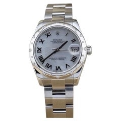 Rolex Datejust Midsize 178344 31mm Mother of Pearl Dial Diamond Bezel Steel