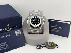 Breitling Superocean Automatic A17378 46 mm, quadrante nero, acciaio inossidabile, scatola e documenti