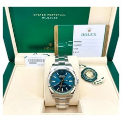 Rolex Milgauss 116400GV, grünes Glas, Z-Blue-Zifferblatt, Edelstahl, Originalverpackung, Papiere, Aufkleber