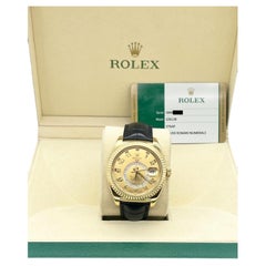 Rolex Sky Dweller 326138 Champagne Dial 18K Yellow Gold Leather Strap Box Paper