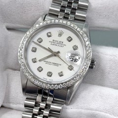 Rolex Datejust 16234 36mm White Diamond Dial Diamond Bezel Steel Jubilee