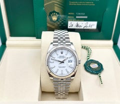 2025 Rolex Datejust 41 126334, weißes Zifferblatt, Lünette aus 18-karätigem Gold, Edelstahl, Jubilee-Armband, Originalverpackung, Papiere