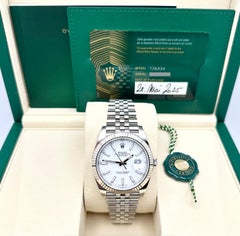 2025 Rolex Datejust 41 126334, weißes Zifferblatt, Lünette aus 18-karätigem Gold, Edelstahl, Jubilee-Armband, Originalverpackung, Papiere