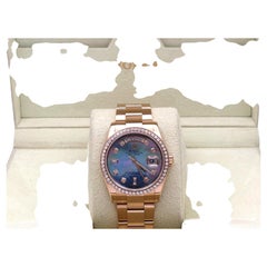 Rolex Day Date 118205 36mm Mother of Pearl Diamond Dial and Bezel 18k Rose Gold