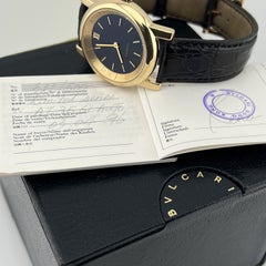 Bvlgari Anfiteatro AT35GL 35mm 18K Yellow Gold Black Dial Automatic Box Papers