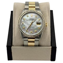 Rolex Datejust 16013 36mm MOP Diamond Dial Diamond Bezel 18K Yellow Gold Steel