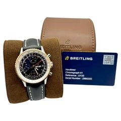 Breitling Navitimer U13324, 41 mm, schwarzes Zifferblatt, 18 Karat Roségold und Edelstahl, Originalverpackung, Papiere