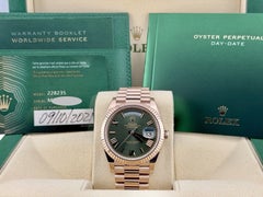 Rolex Day Date President 228235 40mm Olive Green Dial 18k Rose Gold Box Papers