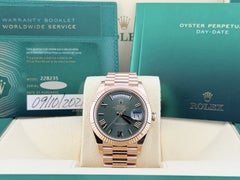 Rolex Day Date President 228235 40mm Olive Green Dial 18k Rose Gold Box Papers