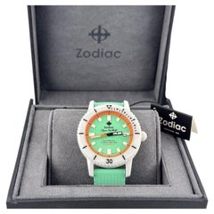Zodiac Super Sea Wolf ZO9592 41mm Green Dial White Ceramic Box Booklet