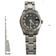 Rolex Datejust Midsize 178274 31mm Black Roman Dial 18k Gold Bezel Steel