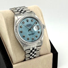 Rolex Datejust 16000 36mm Blau Perlmutt Diamant Zifferblatt Edelstahl