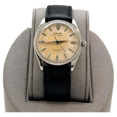 Vintage Rolex Oyster Perpetual 6565 34mm Tropical Dial Stainless Steel Leather
