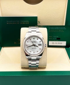 Rolex Datejust 41 126334 Mother Of Pearl Diamond Dial Steel 18K Gold Box Paper
