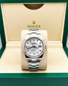 Rolex Datejust 41 126334 Mother Of Pearl Diamond Dial Steel 18K Gold Box Paper