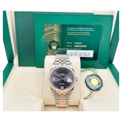 2024 Rolex Datejust 36 126231 Slate Roman Diamond 18k Rose Gold Steel Box Paper
