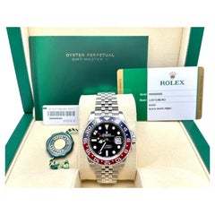 Rolex GMT Master II Pepsi 126710BLRO 40 mm, lunetta rossa e blu, acciaio, bracciale Jubilee, scatola, documenti