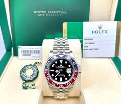 Rolex GMT Master II Pepsi 126710BLRO 40 mm, lunetta rossa e blu, acciaio, bracciale Jubilee, scatola, documenti