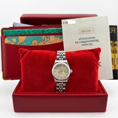 Rolex Ladies Datejust 69174 26mm Silver Dial Steel 18K White Gold Box Papers