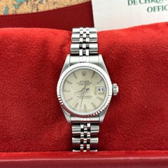 Rolex Ladies Datejust 69174 26mm Silver Dial Steel 18K White Gold Box Papers