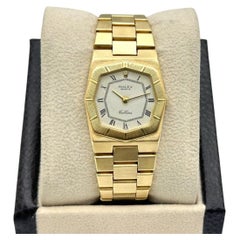 Vintage Rolex Cellini 4360 25mm White Roman Dial Octagonal 18K Yellow Gold