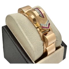 Vintage Rolex Precision Haute Joaillere 3771 18K Rose Gold Diamond and Ruby