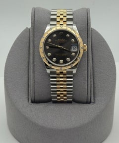 Rolex Datejust Midsize 278343RBR 31mm Grey Diamond Dial 18k Gold Steel Box Paper