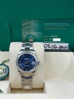 2021 Rolex Midsize 31mm Steel Datejust 278240 Blue Roman Dial Box Papers