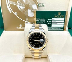 Rolex Datejust II 116333 41mm Black Roman Dial 18K Yellow Gold Steel Box Paper