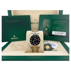 2024 Rolex Explorer 124273 36mm Black Dial 18k Gold Stainless Steel Box Paper
