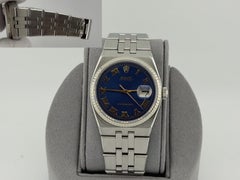 Rolex Datejust Oysterquartz 17014 36mm Blue Roman Dial 18K Gold Bezel Steel
