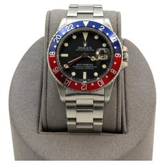 Vintage Rolex GMT Master Pepsi 16750 40mm Matte Black Patina Dial Steel