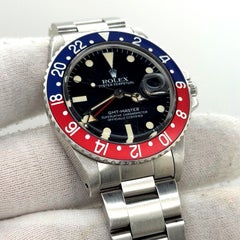 Vintage Rolex GMT Master Pepsi 16750 40mm Matte Black Patina Dial Steel