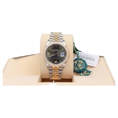 Rolex Datejust 36 126283RBR 36mm Green Roman Dial Diamond Bezel 18k Gold Steel