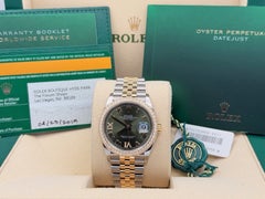 Rolex Datejust 36 126283RBR 36mm Green Roman Dial Diamond Bezel 18k Gold Steel
